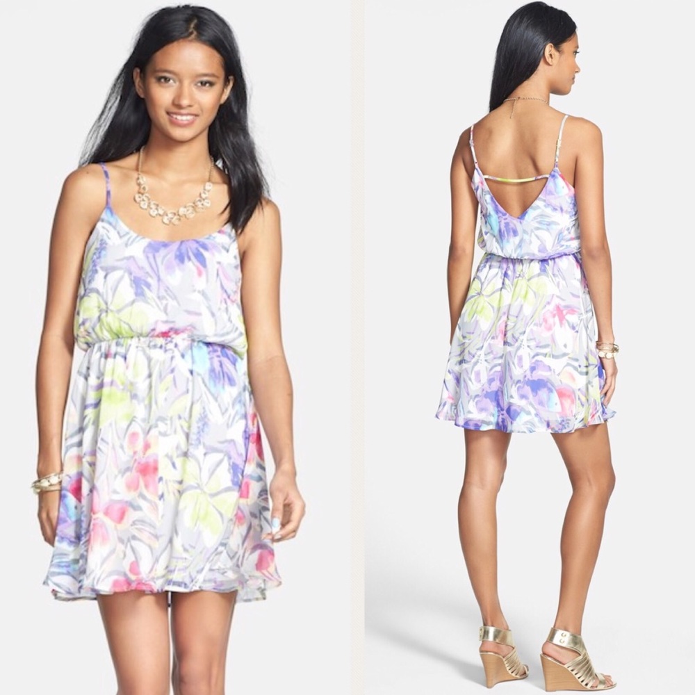 Everly Floral Strap Detail Skater Dress Size M